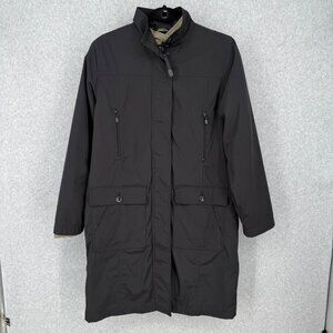 Eddie Bauer Womens Long Mock Neck City Trench 2-n-1 Coat Size S Black Green